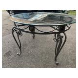 GLASS TOP METAL BASE TABLE 42" GREAT CONDITION