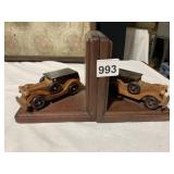 WOODEN CAR BOOK ENDS