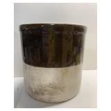 CROCK BROWN/GRAY HAS HAIRLINE CRACK