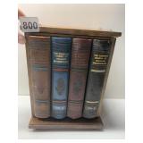 FAUX BOOK STASH BOX WITH DECANTER AND 6 SHOT