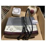 5" ANTIQUE VASE W/ ROSE, ALARM CLOCK, TIMER