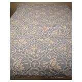 BLUE COTTON LIGHTWEIGHT BEDSPREAD 88"X62" FLORAL