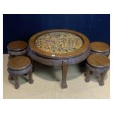 VINTAGE CARVED ORIENTAL COFFEE TABLE GLASS INSERT