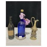 OLD BOTTLE, PEWTER WINE BOTTLE COASTER, BRASS