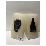 MARBLE BOOK ENDS NATIVE FACES