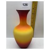 CASED GLASS SUNRISE SUNSET VASE, 8"