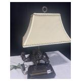BRONZE CAMEL LAMP W/ ADJ SHADE