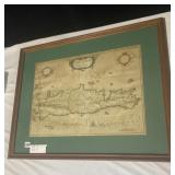 ANTIQUE FRAMED BLAEU, WILLEM JANSZOON 1630 MAP