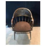 WALNUT CANED BACK ARMCHAIR CANE LOOSE ON TOP OF