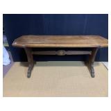 ANTIQUE LIBRARY TABLE HAND PAINTED TOP 60" L XO