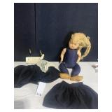 COMPOSITION DOLL, CLOTH BODY HOLLAND SHOES WOOL