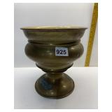 BRASS PEDESTAL PLANTER, 9X8.5