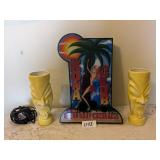 LIGHTED KONA LOUNGE BAR SIGN WORKS AND TWO TALL