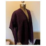 PURPLE MOHAIR SHAWL WRAP ACRYLIC SHAPED FOR OVER