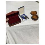 2 LEATHER BOXES AND MEDAL