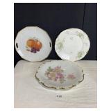 THREE PLATES HAND PAINTED INCL. WILD ROSE