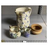 IRONSTONE PITCHER, HAND PAINTED PITCHERS, INDIAN