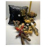 SEQUIN PILLOW, STUFFED ANIMALS