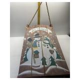 LET IT SNOW PAINTED WOOD SLED DECORATION