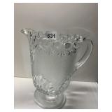 FOOTED GLASS WATER PITCHER WITH APPLIED GLASS
