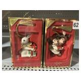 LENOX CHRISTMAS ORNAMENTS, MICKEY AND MINNIE,