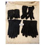 VAN RAALTE AND OTHER VINTAGE LADIES GLOVES BLACK
