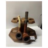 DECANTER INDUSTRIES WOOD PIPE STAND, SAFARI