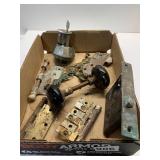 BLACK GLASS DOORKNOBS, HINGES, DEAD BOLT