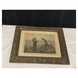 24X22 FRAMED AND MATTED PRAYING FARMERS ART PRINT