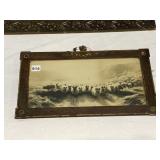 18X10 ANTIQUE PHOTO OF A HEARD OF BIG HORN SHEEP