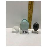 LARGE LIGHT BLUE ART GLASS EGG AND POLISHED