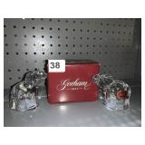 GORHAM CRYSTAL ELEPHANT SALT AND PEPPER SHAKERS