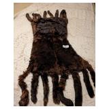 BROWN FUR PIECE SHAWL/WRAP WITH FUR TAIL ENDS NO