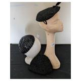 BLACK HATS ONE WITH FEATHERS ONE FASCINATOR WITH