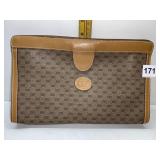 GUCCI LEATHER TRIMMED CLUTCH WITH VELCRO CLOSURE