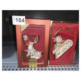 LENOX CHRISTMAS ORNAMENT, SLEDDING BEAR AND MERRY