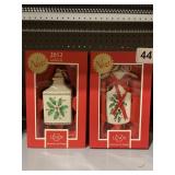 LENOX CHRISTMAS ORNAMENTS, SLED AND HOLIDAY