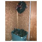 BIN OF LIGHTED GARLAND AND A WREATH