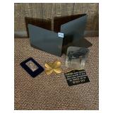 BOOK END, BRASS FOUR LEAF CLOVER PAPER WEIGHT,