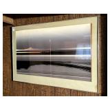 FRAMED AND MATTED SUNSET POSTER, GLASS BROKEN IN