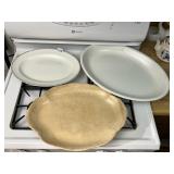 JOHNSON BROS PLATTER WITH 18K GOLD RIM, IRONSTONE