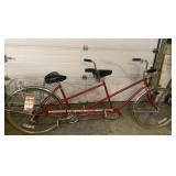 SCHWINN DELUXE TANDEM BICYCLE, RED WITH DOUBLE