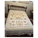 HOME SWEET HOME EMBROIDERED FULL QUEEN BED SPREAD
