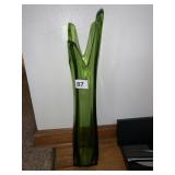 21" GREEN GLASS SWUNG VASE
