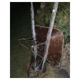 VINTAGE WHEELBARROW WITH METAL WHEEL AND WOOD