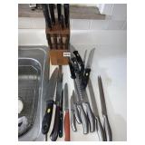 KNIVES INCLUDING BLOCK, BRANDS INCLUDE SHARP