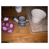 PINK POLKA DOT VASE, HOME SWEET HOME MUG, LENOX