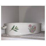 GLASS BASKET WITH GLASS HANDLE WITH BIRD, BLOWN