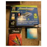 FLOPPY DISCS, SHARPIES, WIRELESS ROUTER