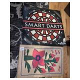 FLOWERS FELT ON BURLAP AND NEW SMART DART BOARD